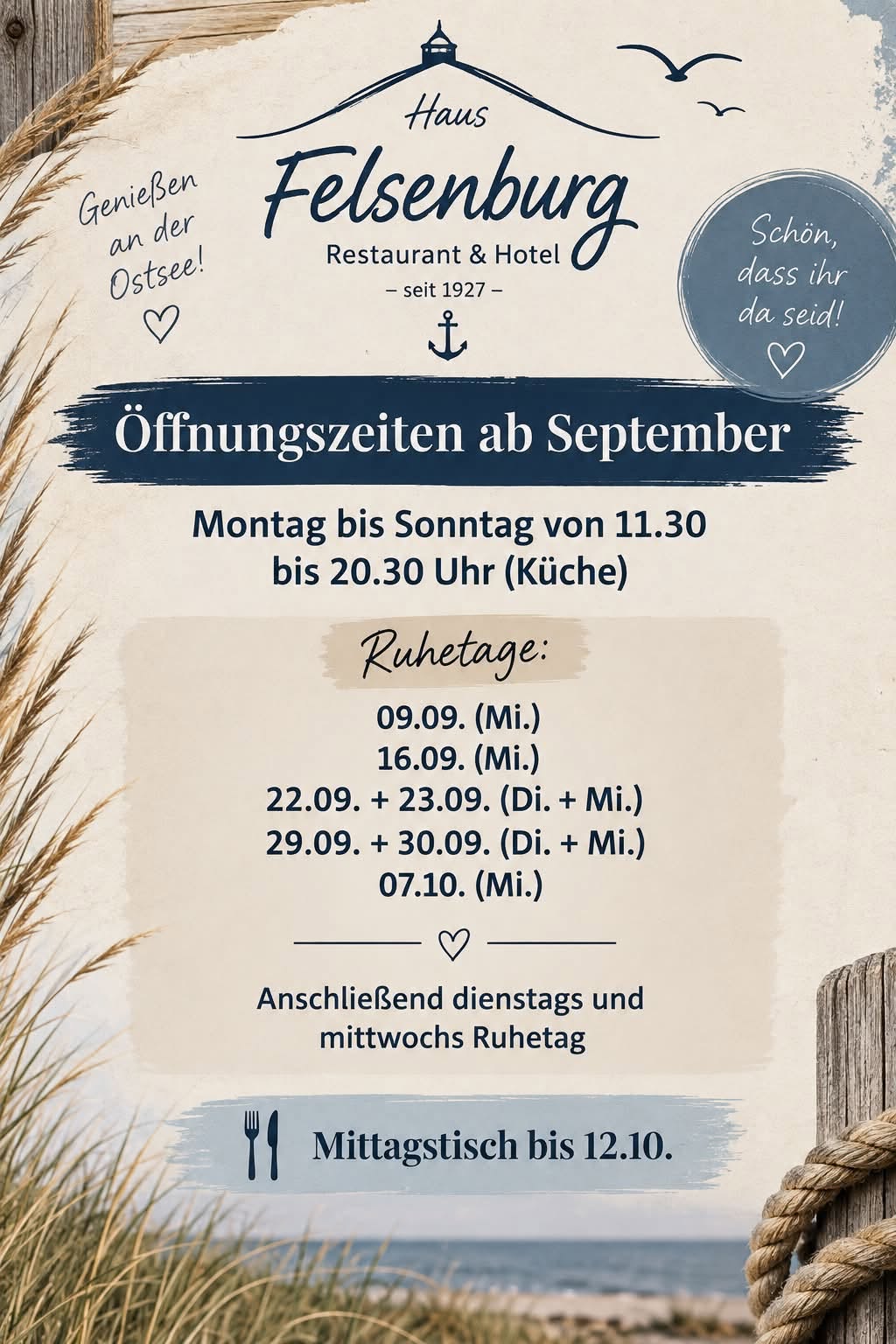 Haus Felsenburg: Wieder Ruhetage nach der Saison