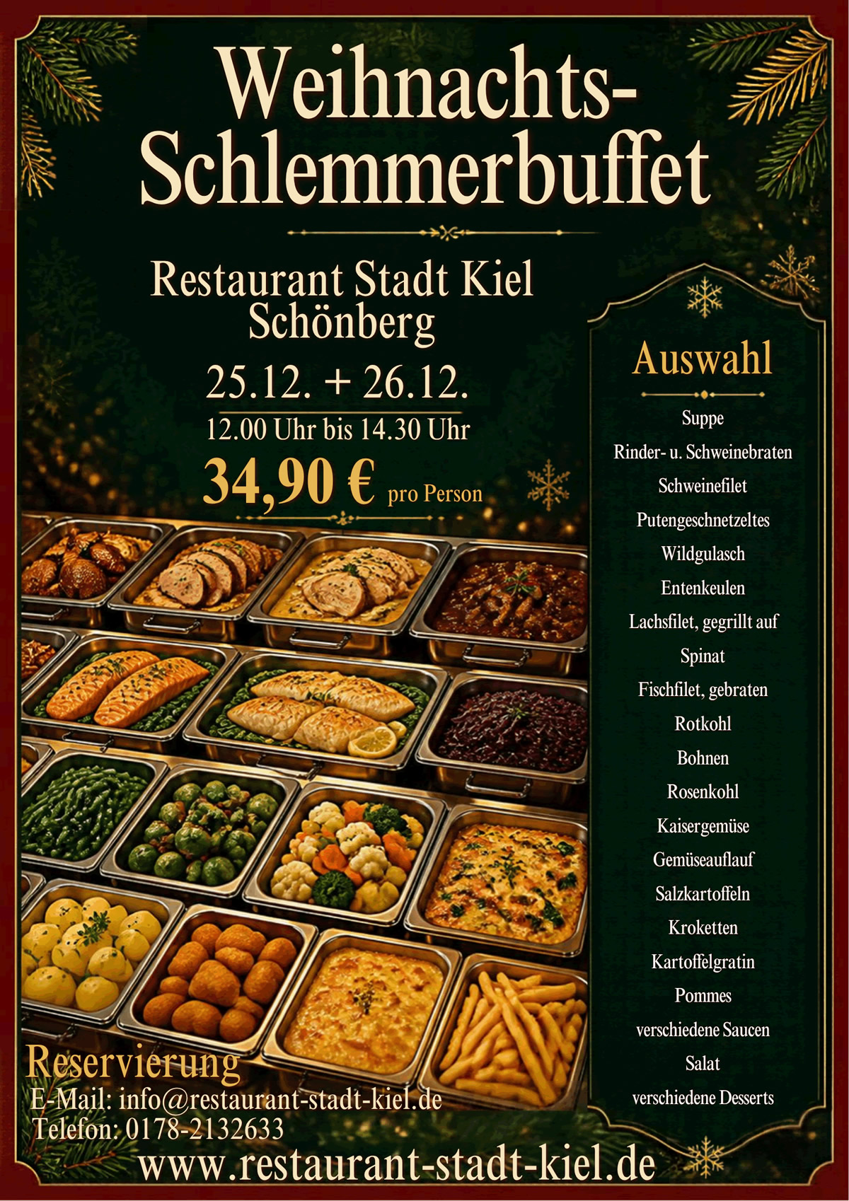 Weihnachts-Schlemmerbuffet im Restaurant "Stadt Kiel"