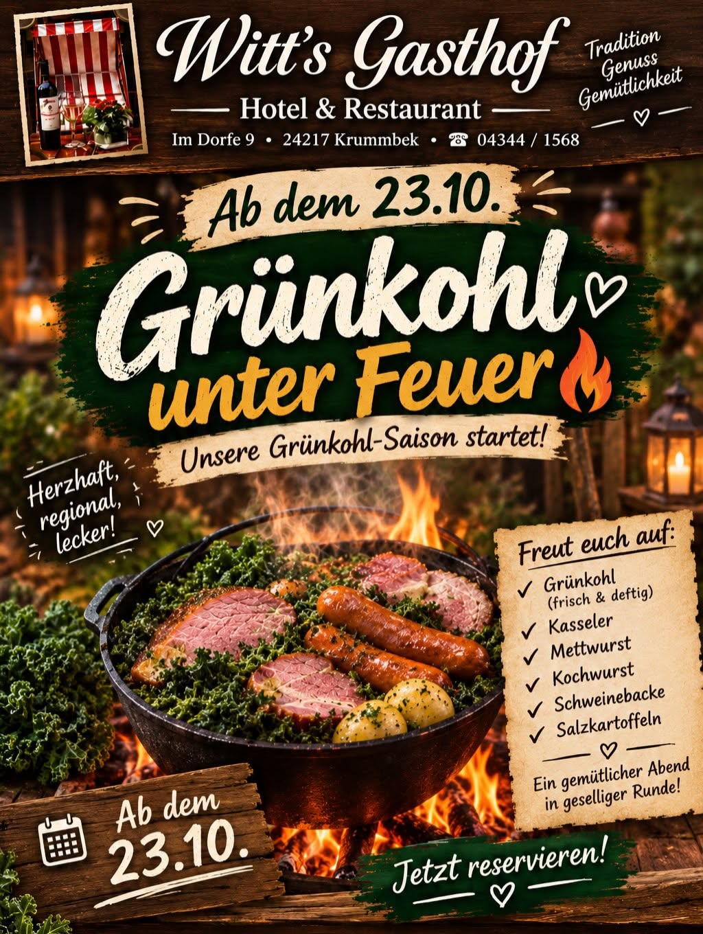 Auch Witt's Gasthof startet jetzt die Grünkohl-Saison